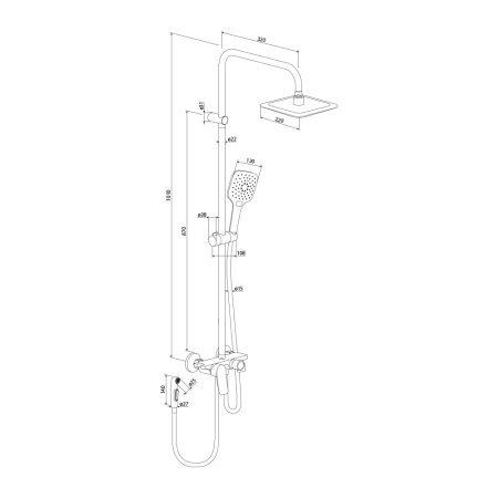 Душевая система Damixa Apollo DX220920300 со смесителем-полкой черный