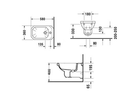 Биде подвесное Duravit 1930 Series 0266100000