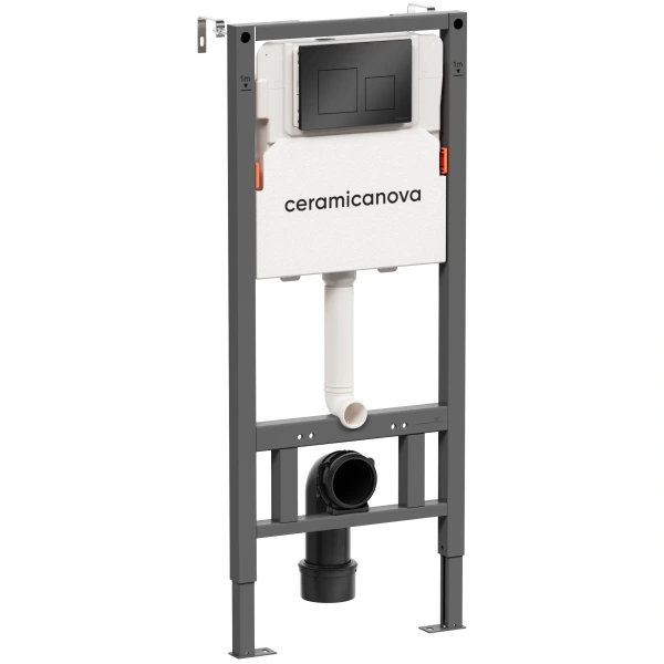 Инсталляция для унитаза Ceramica Nova Balance Square CN121002MB с кнопкой смыва, черный матовый