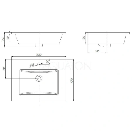 Раковина 60,9x47 см Акватон Quadro 1AX170WBXX000