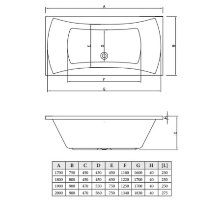 Акриловая ванна 190x90 см C-Bath Talia CBQ004003