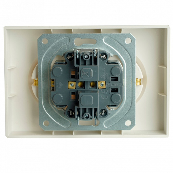 Розетка двойная без заземления и со шторкой без рамки Stekker RST16-5114-01 49882