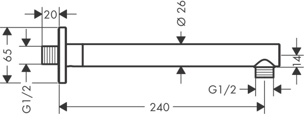 Держатель верхнего душа hansgrohe Vernis Shape 26405670 24 см матовый черный