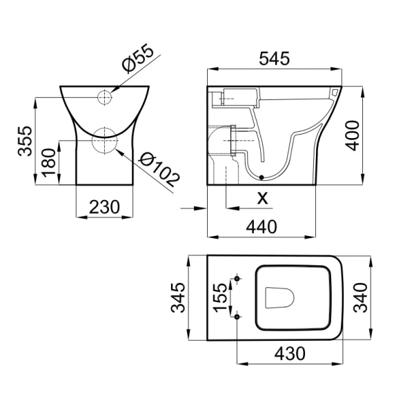 Приставной унитаз Noken Urban-C N369225470