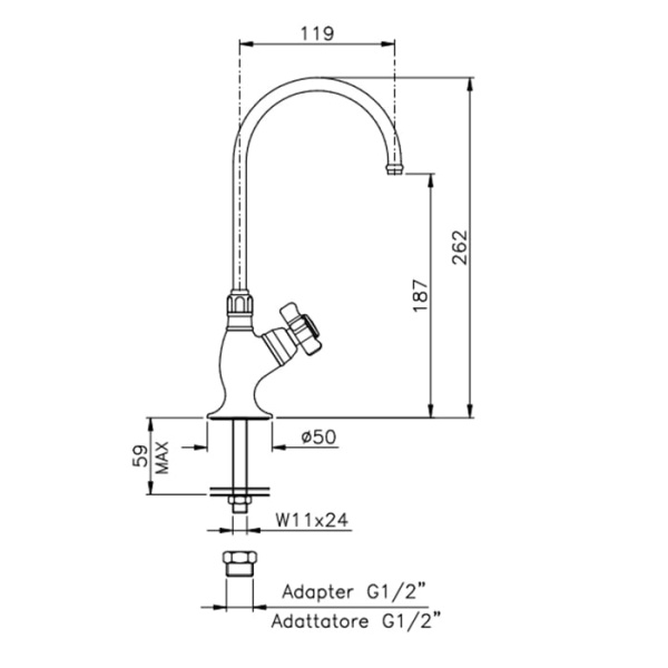 Излив для раковины Nicolazzi El Capitan 1635GB11 золото
