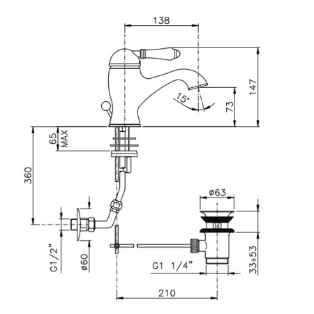 Смеситель для раковины Nicolazzi El Capitan 3402BZ75