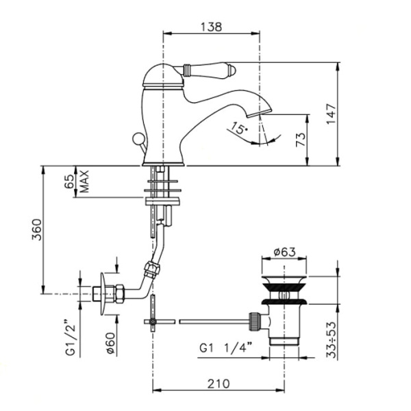 Смеситель для раковины Nicolazzi El Capitan 3402BZ75