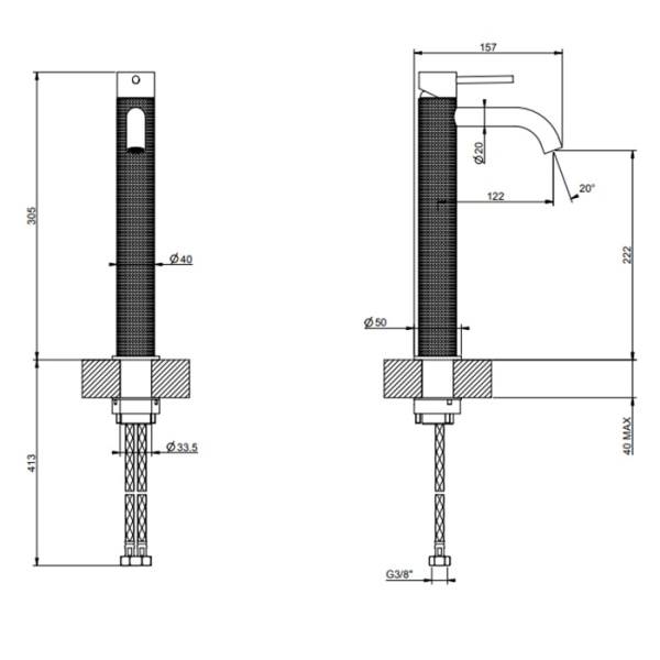Смеситель для раковины Gessi 316 54409#707 черный матовый