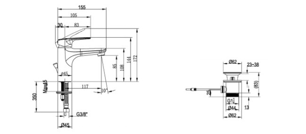 Смеситель для раковины Villeroy&Boch O.novo Start TVW10510111061