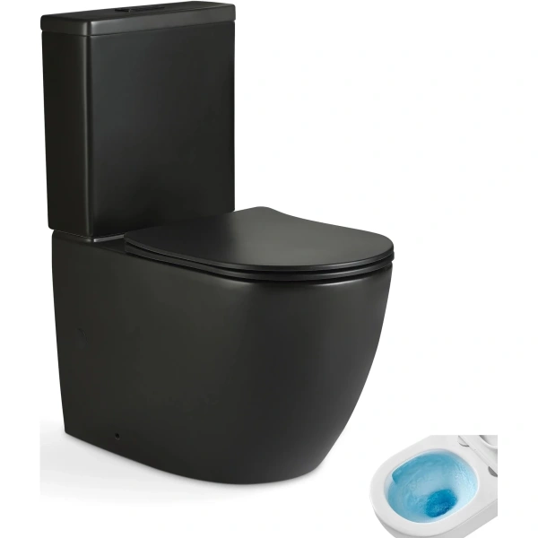 Унитаз-компакт GID Tn2188TF-BM безободковый, торнадо, с сиденьем микролифт, черный матовый