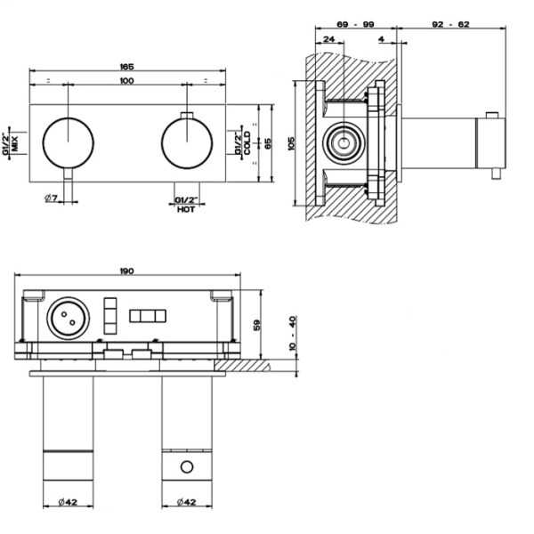 Смеситель для душа Gessi 316 54032#239 нержавейка
