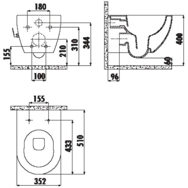 Унитаз подвесной Creavit Free FE322-34CB00E-0002 безободковый, с функцией биде, белый