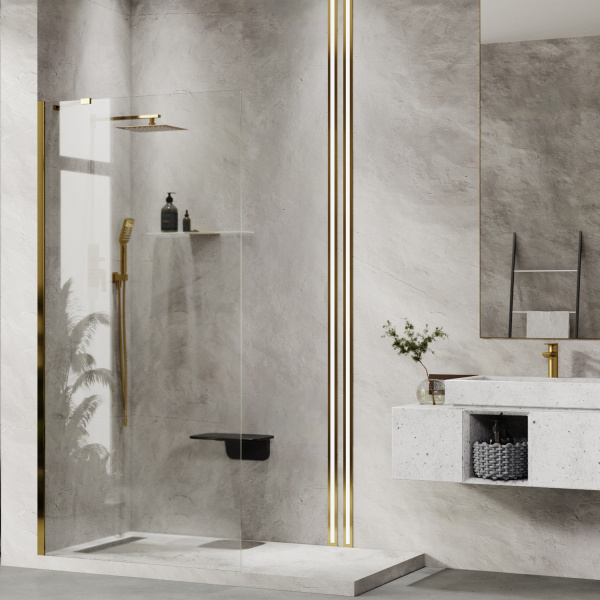 Душевая перегородка WasserKRAFT Aisch 55W 55W44 матовое золото