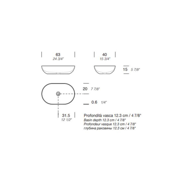 Раковина Milldue Blend 63 8887*0 Bianco Opaco