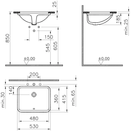 Раковина 53 см Vitra S50 5339B003-0012