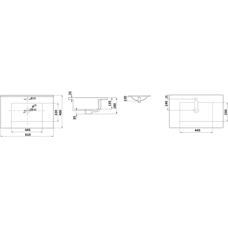 Раковина CeramaLux YJ-803-60 61x40 см, накладная, белый