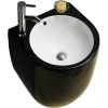 Раковина CeramaLux 500FBW 49x47 см, подвесная черный/белый