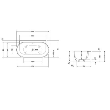 Пристенная ванна Duravit Luv 180x95 700433000000000