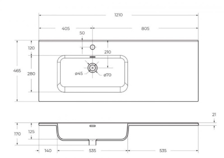 Раковина BelBagno 120 BB1200ETL-L
