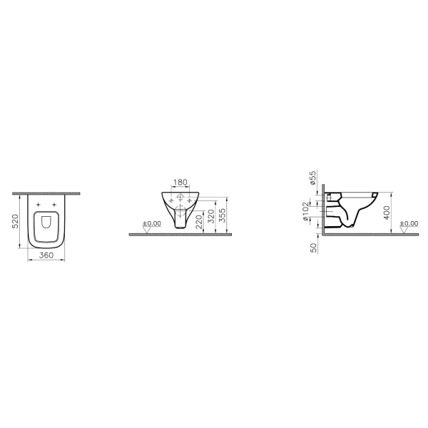 Унитаз подвесной с сиденьем микролифт Vitra S20 5507B003-6066
