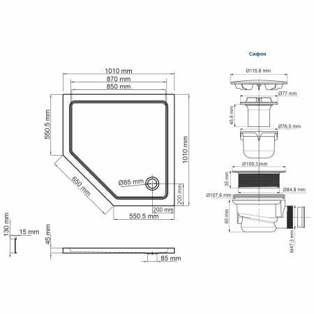 Душевой поддон WasserKRAFT Isen 26T 26T38