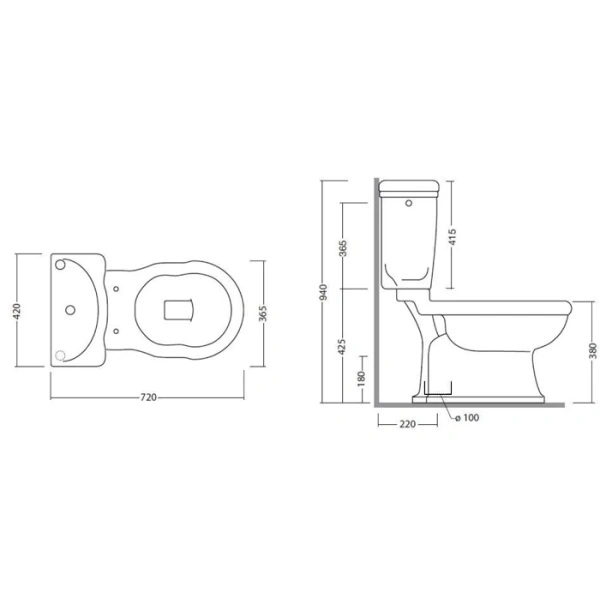 Чаша напольного унитаза с вертикальным выпуском Tiffany World Bristol TWBR50bi