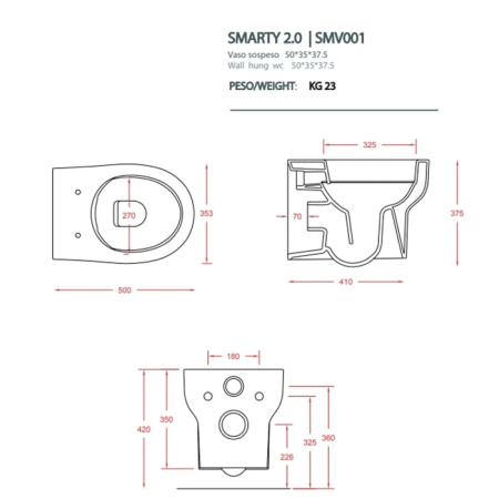 Подвесной унитаз Artceram Smarty SMV001 01 00