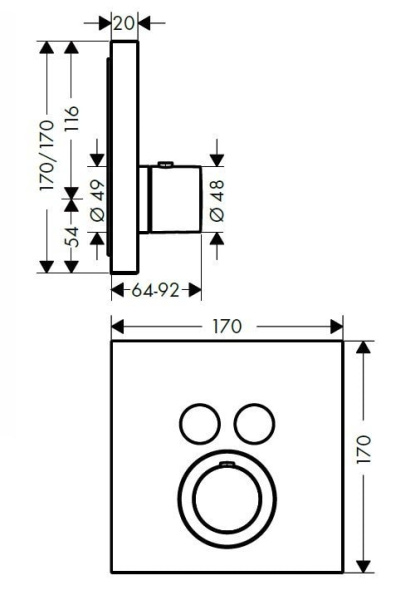 Внешняя часть термостата для душа Axor ShowerSelect 36715000