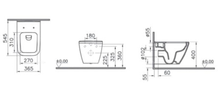 Комплект с инсталляцией Vitra Integra Square 9856B003-7207
