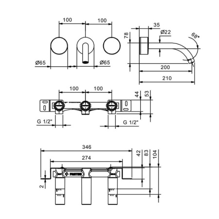 Смеситель для раковины Fantini Nice 65 02 S213SB