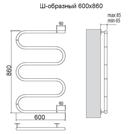 Полотенцесушитель электрический Terminus Ш-образный 600х800 4620768883972