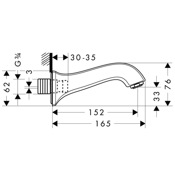 Излив для ванны hansgrohe Metris classic 13413000