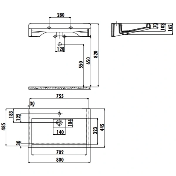 Раковина 80x44,5 см Creavit Epic EP080-00BM00E-0000