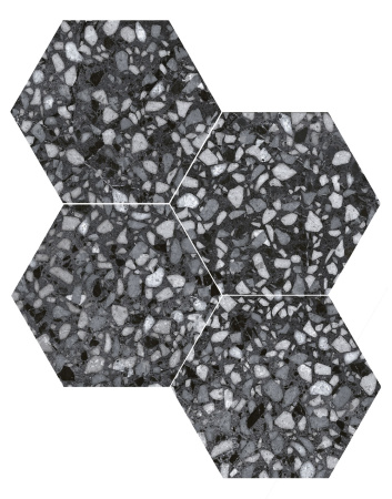 DURSTONE SIX Terazzo Керамогранит Black 23x27 глазурованный матовый