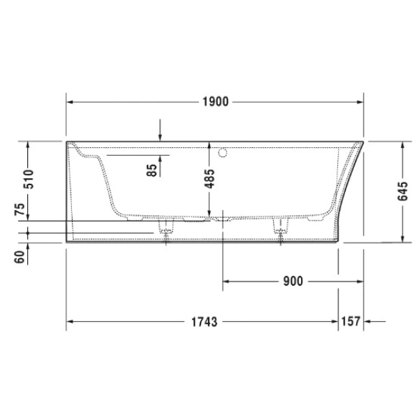Акриловая ванна 190x90 см L Duravit Cape Cod 700362000000000