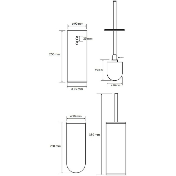 Ёршик подвесной/напольный Bemeta Amber 155313067 щётка чёрная