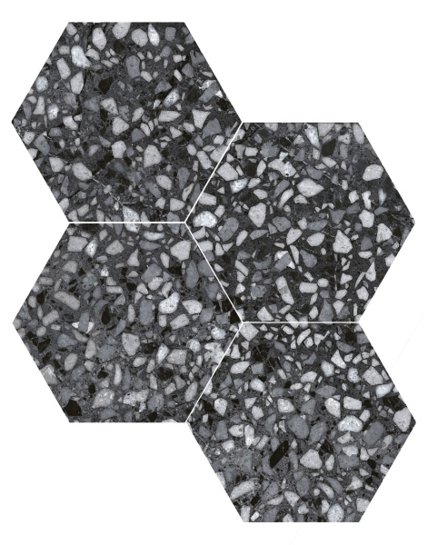 DURSTONE SIX Terazzo Керамогранит Black 23x27 глазурованный матовый