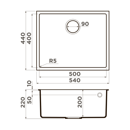 Кухонная мойка Omoikiri Bosen 54-U 4997208 экспрессо