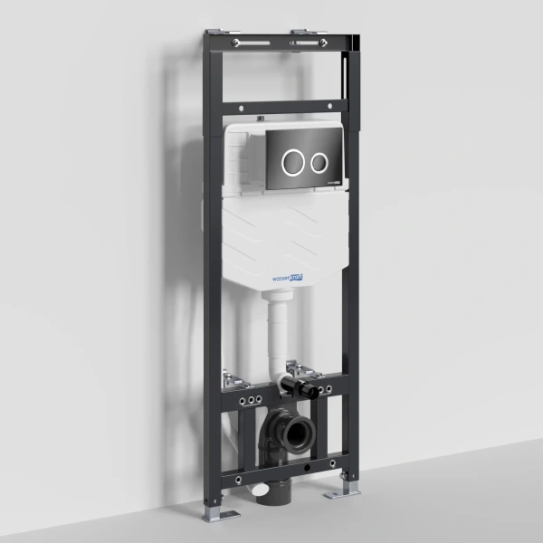 Инсталляция для унитаза WasserKRAFT Alme 15 15TLT.010.ME.PB01 с кнопкой смыва, черный глянец/хром/черный глянец