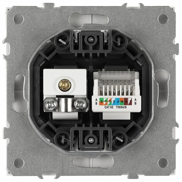 ТВ-розетка и розетка Ethernet RJ-45 без рамки Эра Galaxy Б0070790