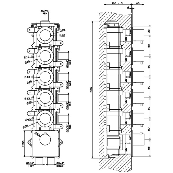 Смеситель для душа Gessi 316 54510#239 нержавейка