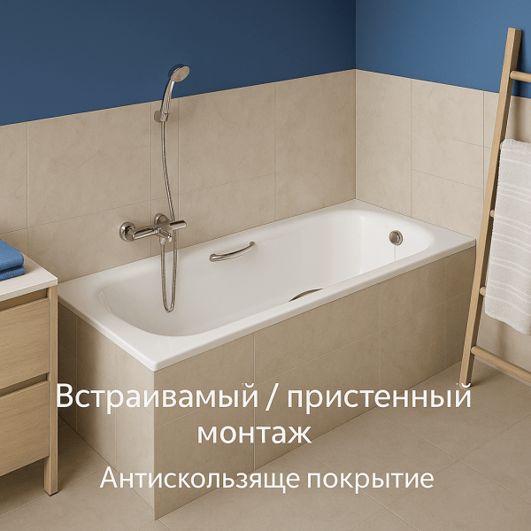 Ванна стальная Roca Princess 170x75 2202E0000 с отверстиями для ручек