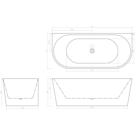 Акриловая ванна Ceruttispa Vettore CT9345 170x75 см, белый