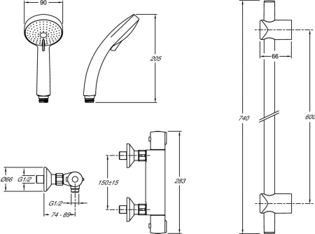 Душевой гарнитур Jacob Delafon July E5493-CP термостат хром
