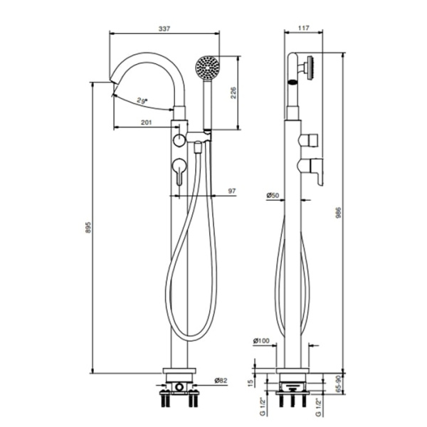 Термостат для душа Fantini Icona Classic 53 P6 R080B золото