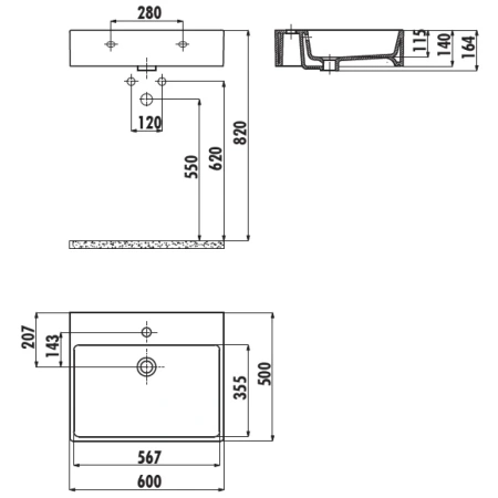 Раковина 60x50 см Creavit Next NX260-00CB00E-0000