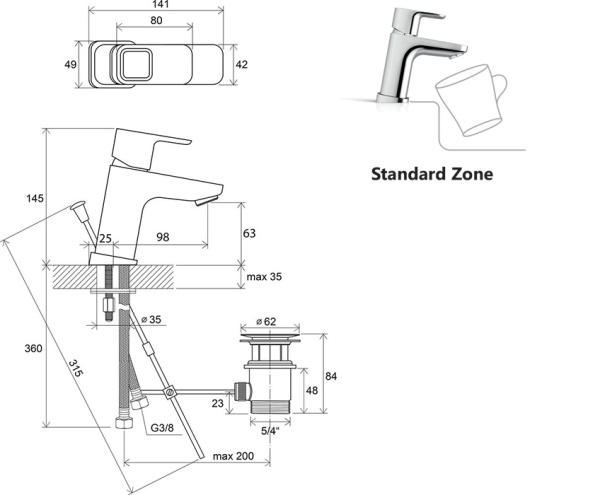 Смеситель для раковины Ravak TD 011.00 X07P113