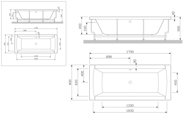 Акриловая ванна AM.PM Admire 180x80 W1AA-180-080W-A
