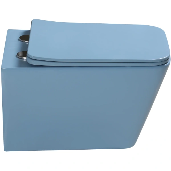 Унитаз подвесной SantiLine SL-5007BL безободковый, с сиденьем микролифт, голубой матовый