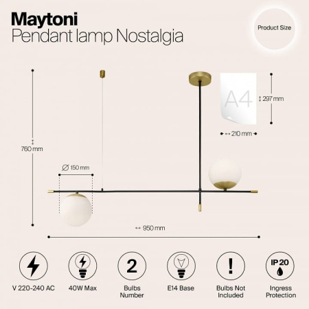 Подвесной светильник Maytoni Ностальгия MOD048PL-02G